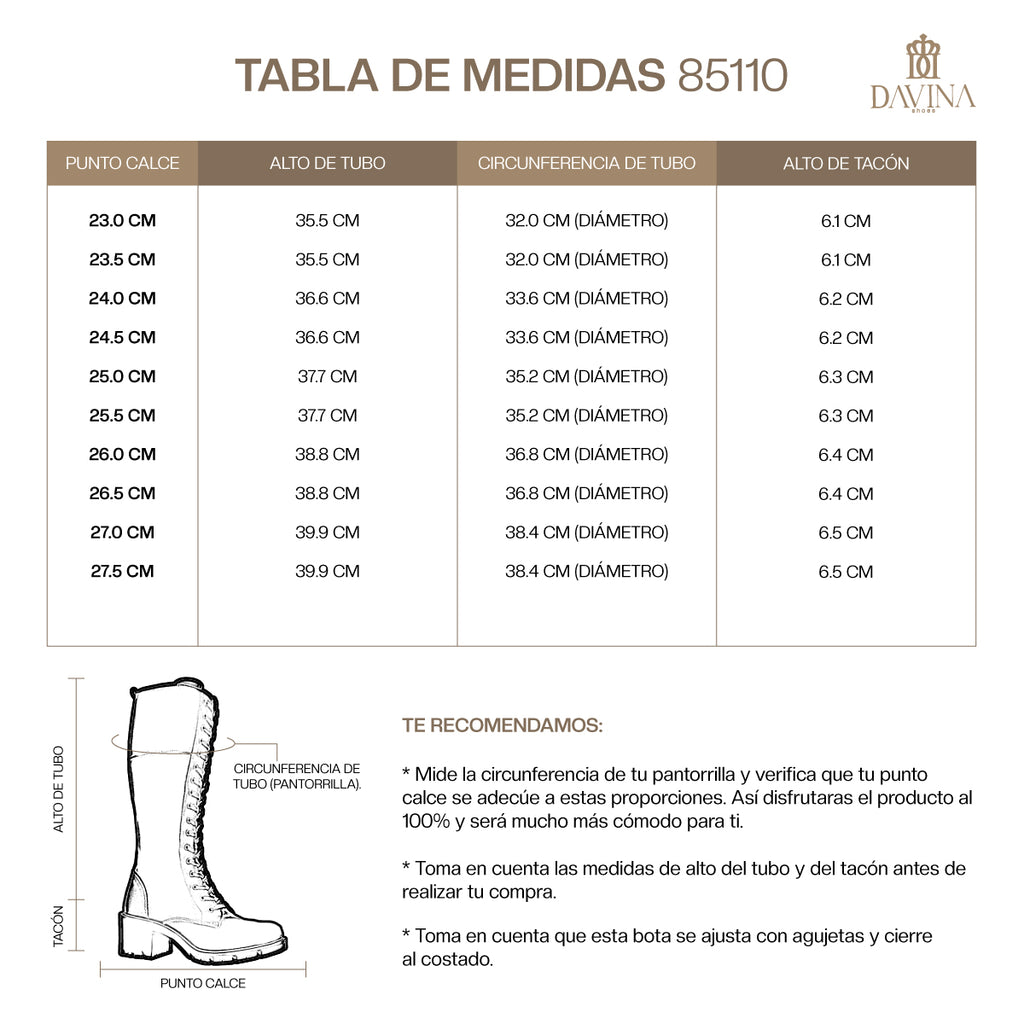 Bota Alta Mujer 85110 Davina Café Claro