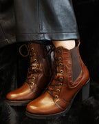 Bota de Mujer 90420 Davina Piel Maple con Cintas