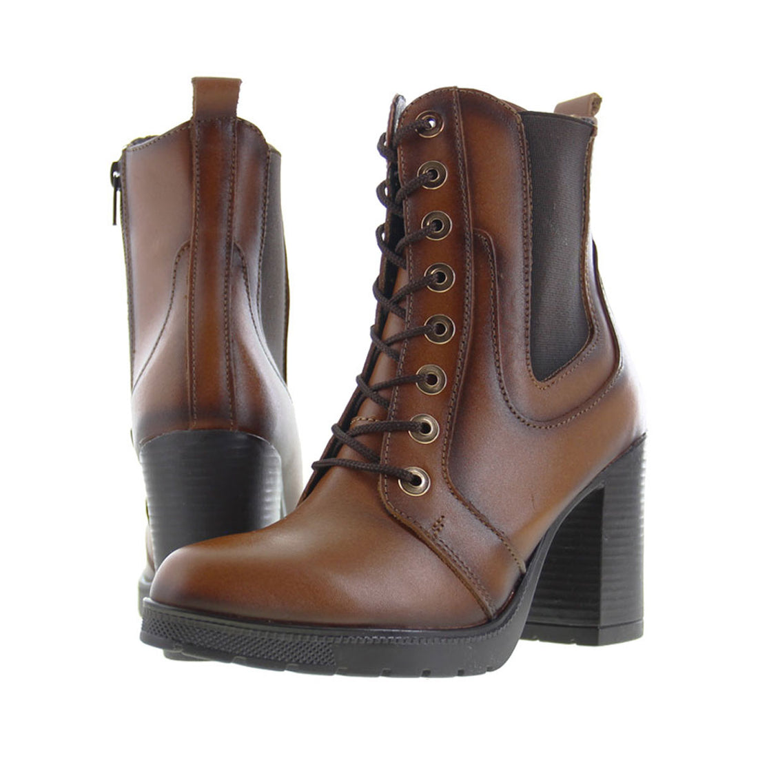 Botín de Mujer 90420 Davina Piel Maple con Cintas