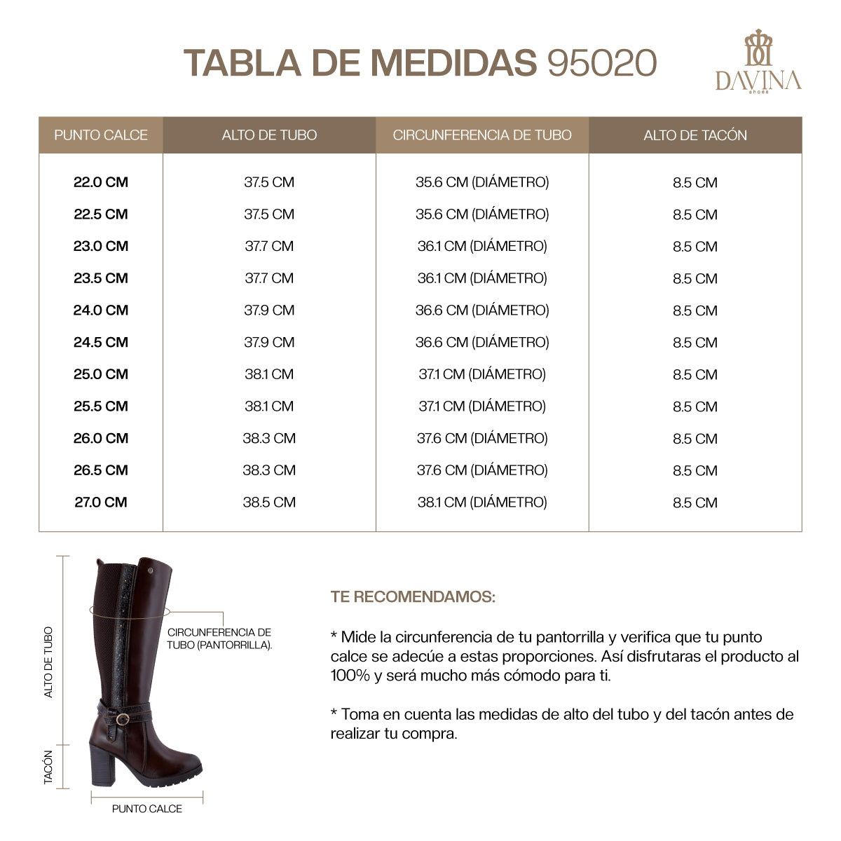 Bota Alta Dama 95020 Davina Piel Brandy