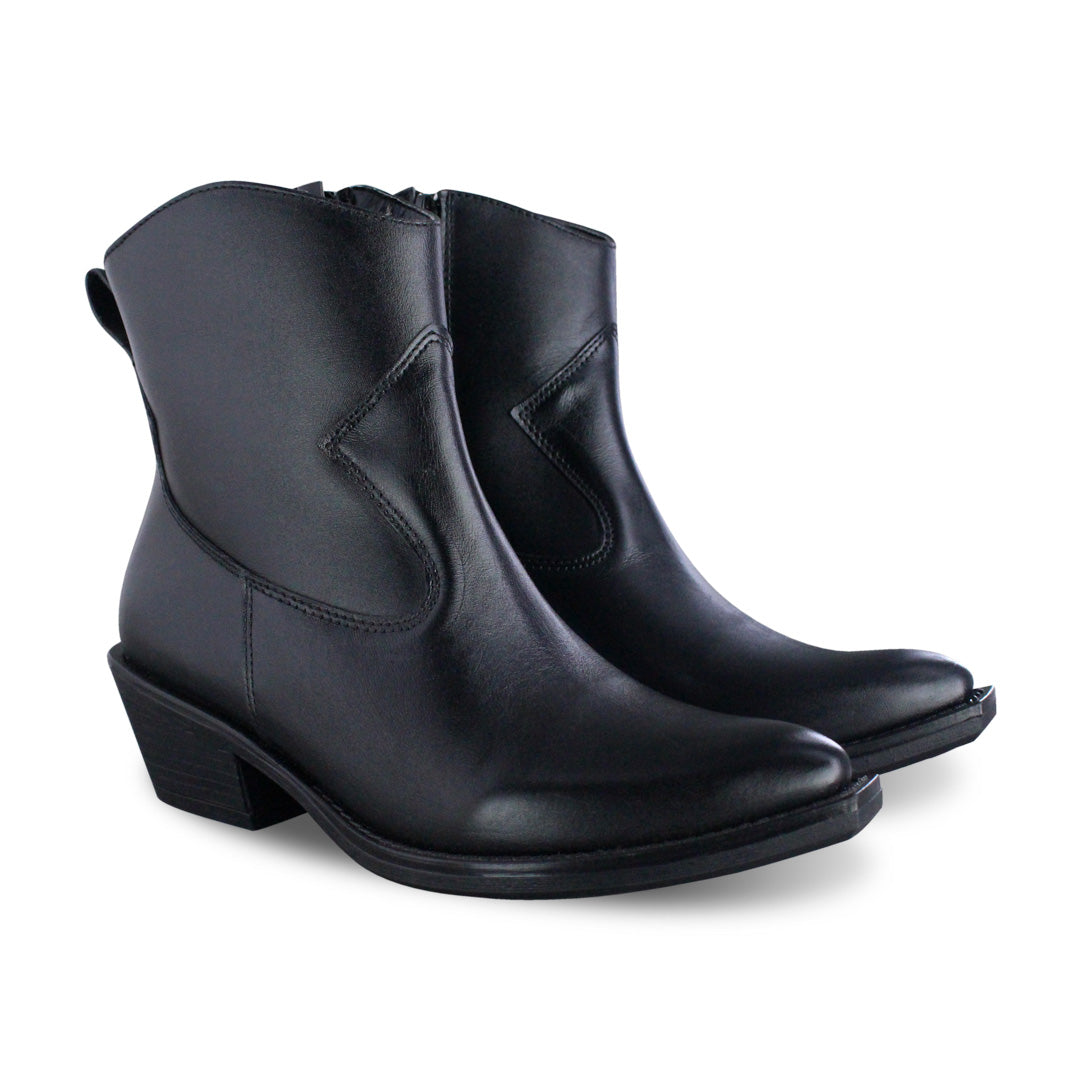 Bota Vaquera Mujer 96040 Eleonor Piel Negro al tobillo