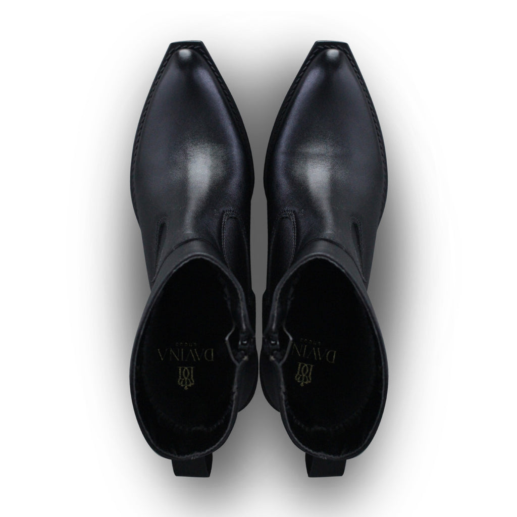 Bota Vaquera Mujer 96040 Eleonor Piel Negro al tobillo