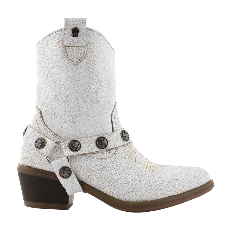 Bota Vaquera de Mujer 96115 Davina Blanca con Estribo