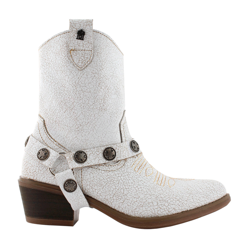 Bota Vaquera de Mujer 96115 Davina Blanca con Estribo