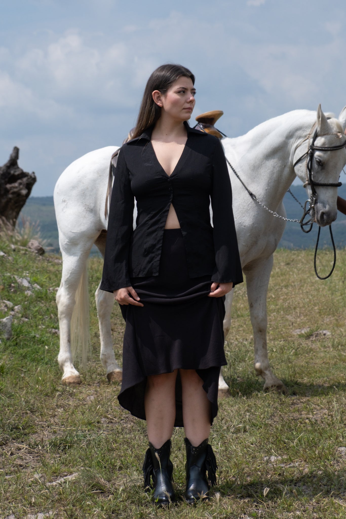 Botín Vaquero Dama 96121 Davina Piel Negro