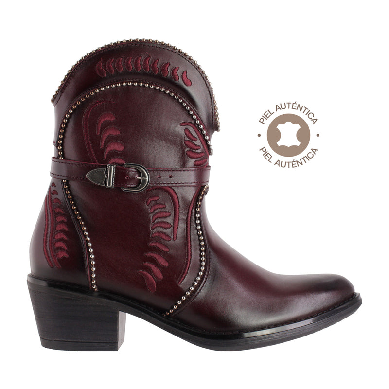 Bota Vaquera Mujer 96150 Piel Vino