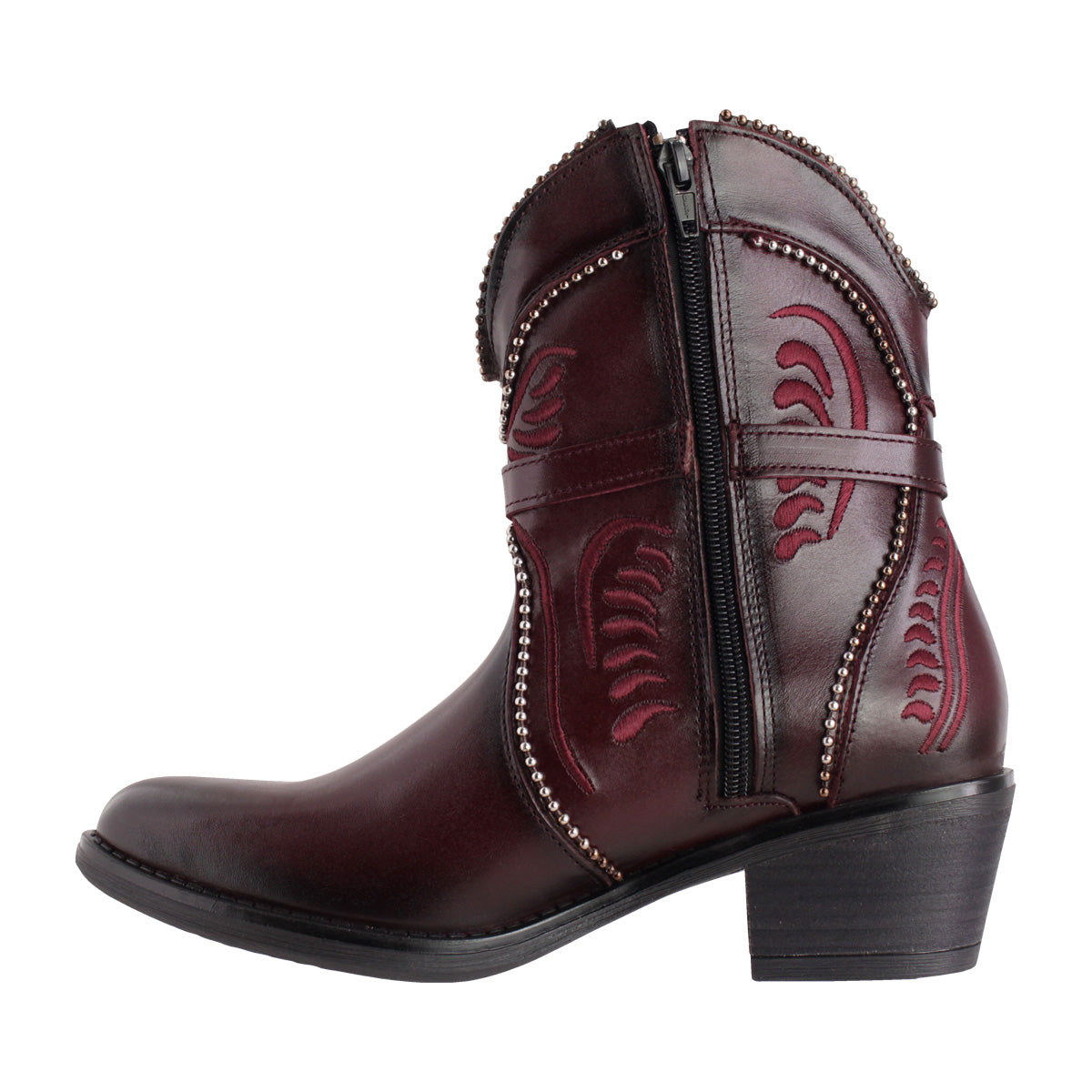 Bota Vaquera Mujer 96150 Piel Vino