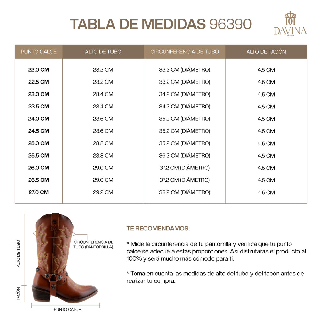 Bota Vaquera de Mujer 96390 Piel Davina Maple