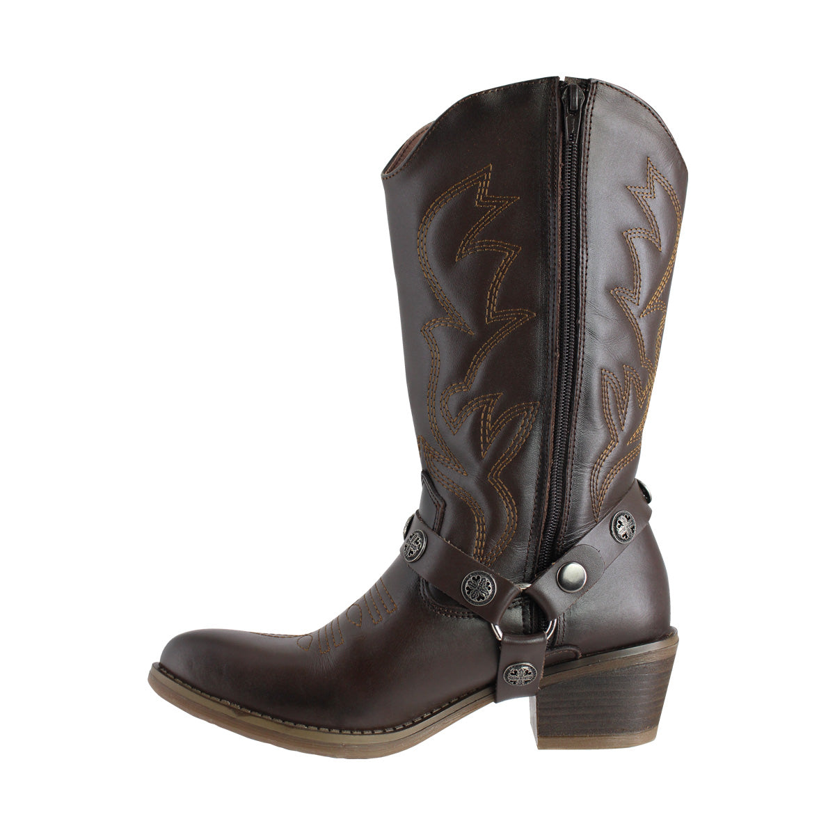 Bota Vaquera Dama 96390 Piel Davina Café Oscuro