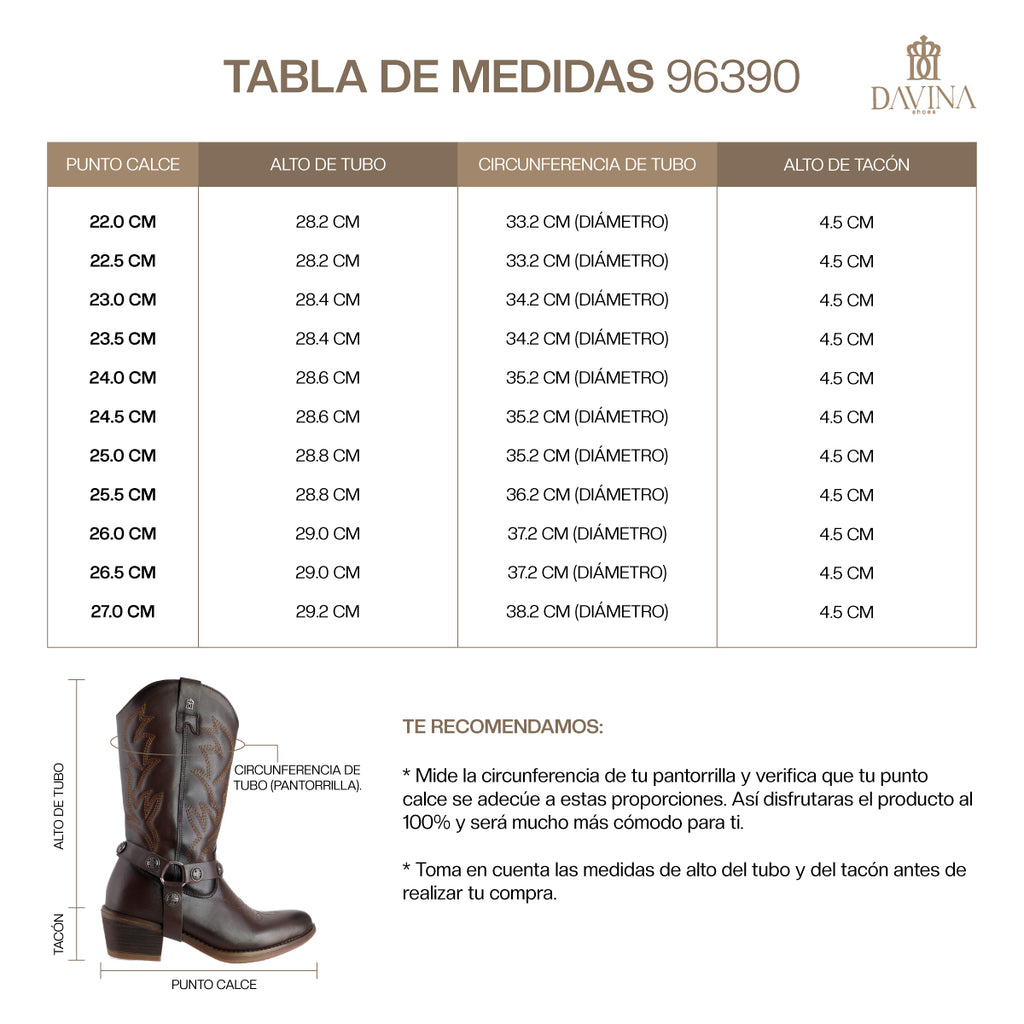 Bota Vaquera Dama 96390 Piel Davina Café Oscuro