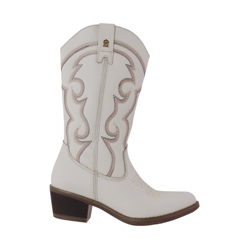 Bota Vaquera Mujer 96393 Davina Piel Marfil