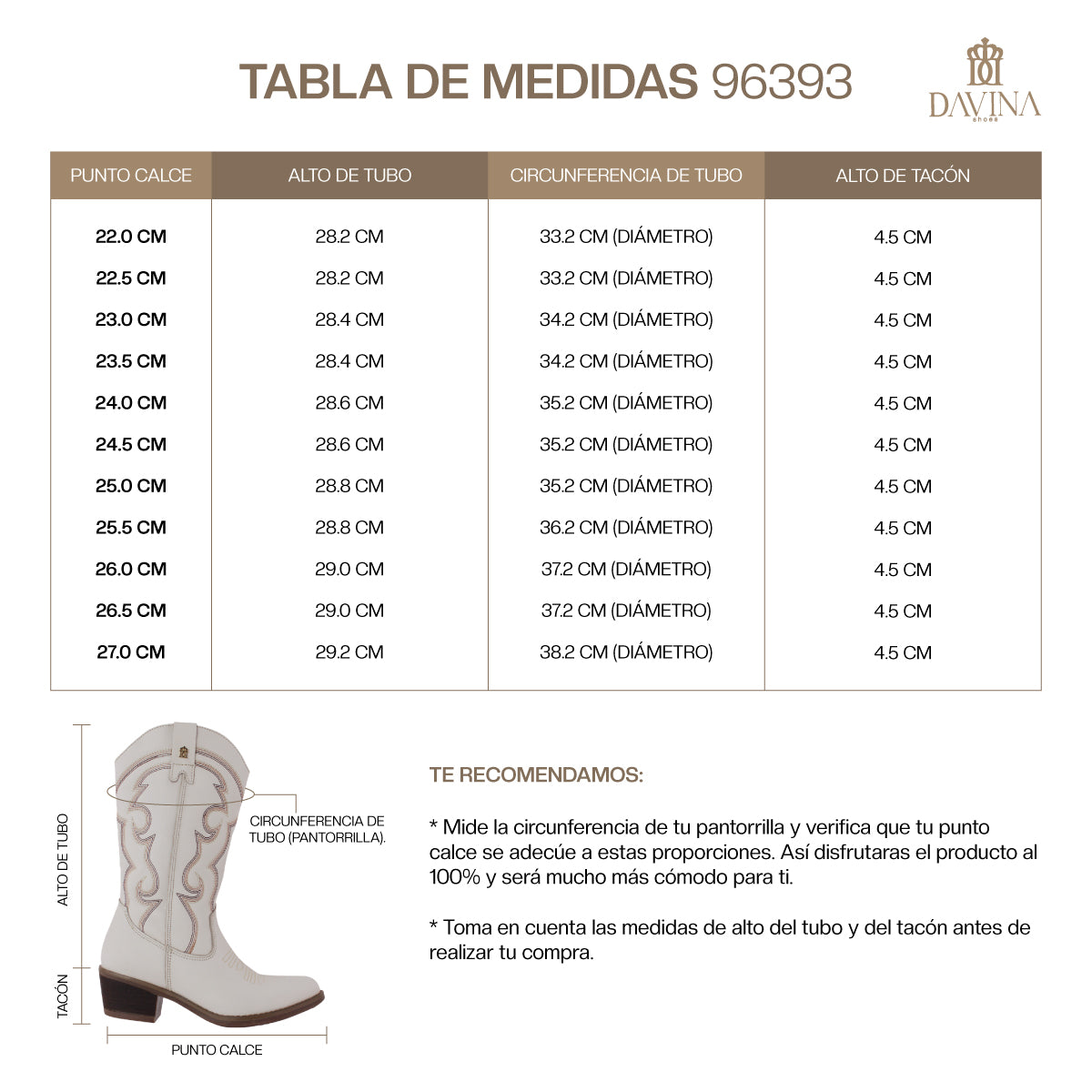 Bota Vaquera Mujer 96393 Davina Piel Marfil