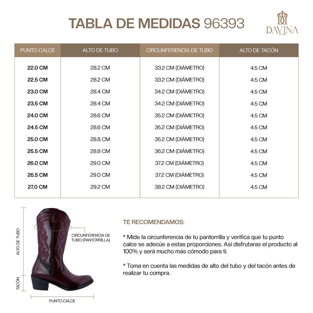 Bota Vaquera Mujer 96393 Davina Piel Vino