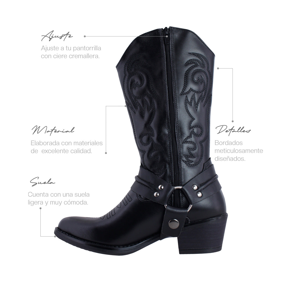 Bota Vaquera Mujer 96394 Davina Negra