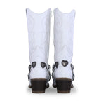 Bota Vaquera Mujer 96395 Piel Blanca Corazones