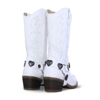 Bota Vaquera Mujer 96395 Piel Blanca Corazones