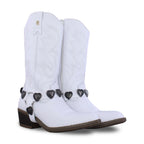 Bota Vaquera Mujer 96395 Piel Blanca Corazones
