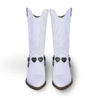 Bota Vaquera Mujer 96395 Piel Blanca Corazones