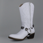 Bota Vaquera Mujer 96395 Piel Blanca Corazones