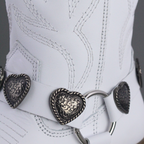 Bota Vaquera Mujer 96395 Piel Blanca Corazones