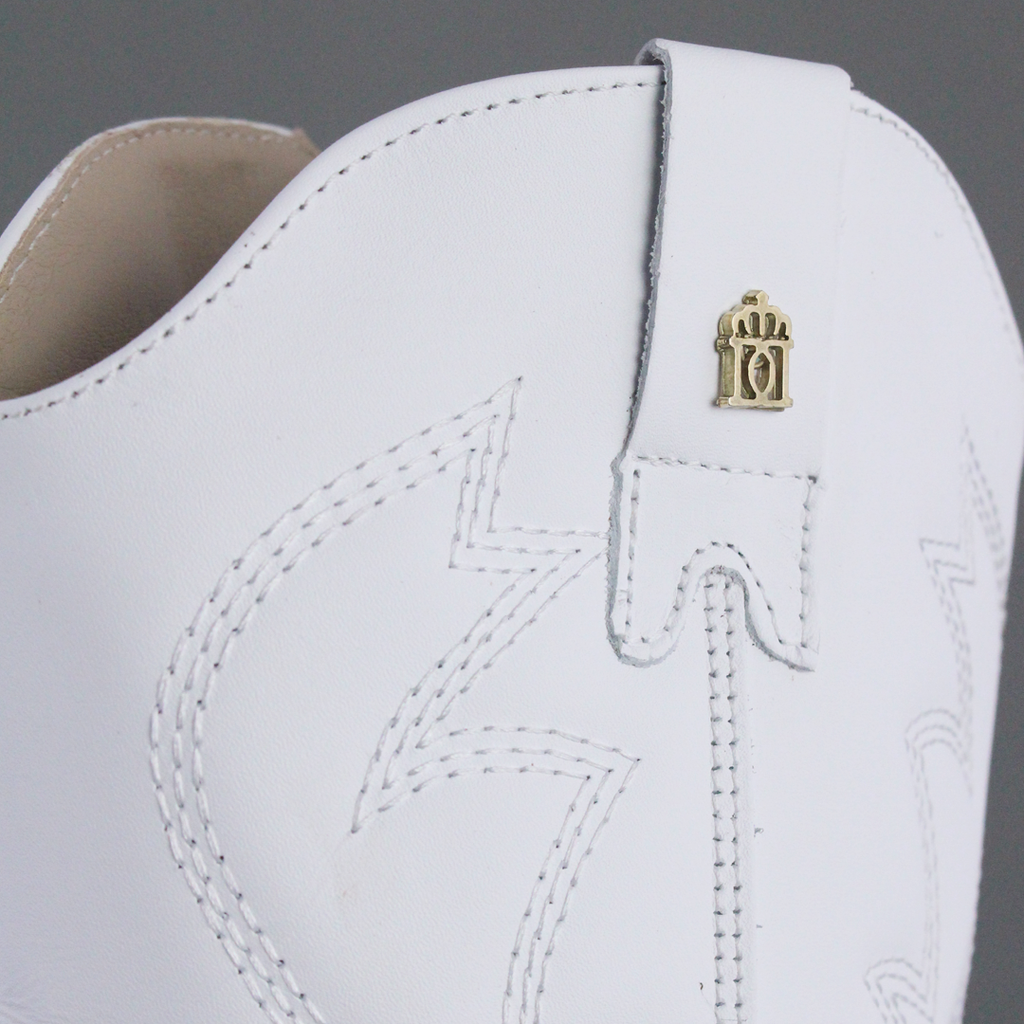 Bota Vaquera Mujer 96395 Piel Blanca Corazones