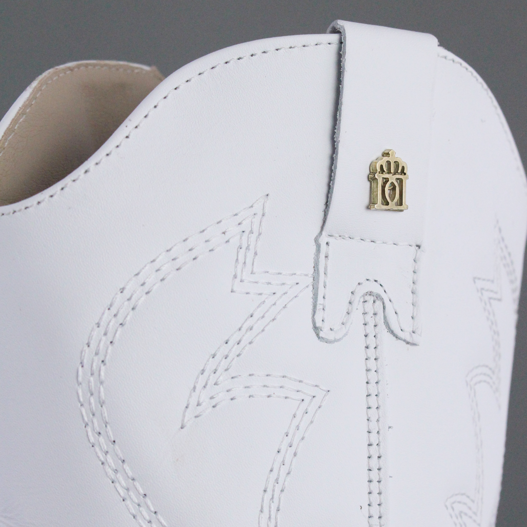 Bota Vaquera Mujer 96395 Piel Blanca Corazones