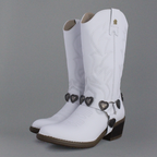 Bota Vaquera Mujer 96395 Piel Blanca Corazones