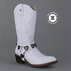 Bota Vaquera Mujer 96395 Piel Blanca Corazones