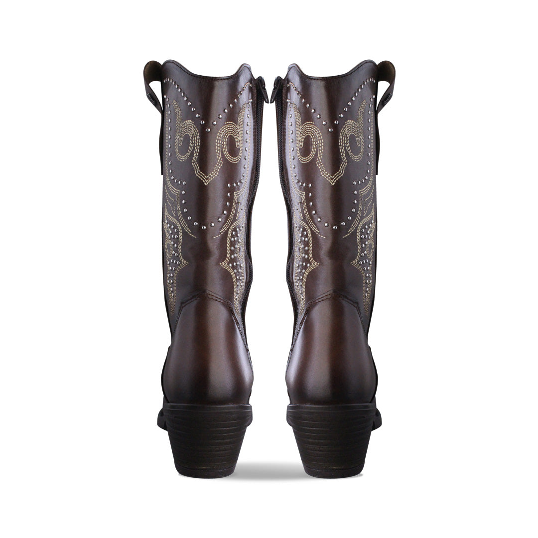 Bota Vaquera Mediana Mujer 96397 Davina Piel Brandy
