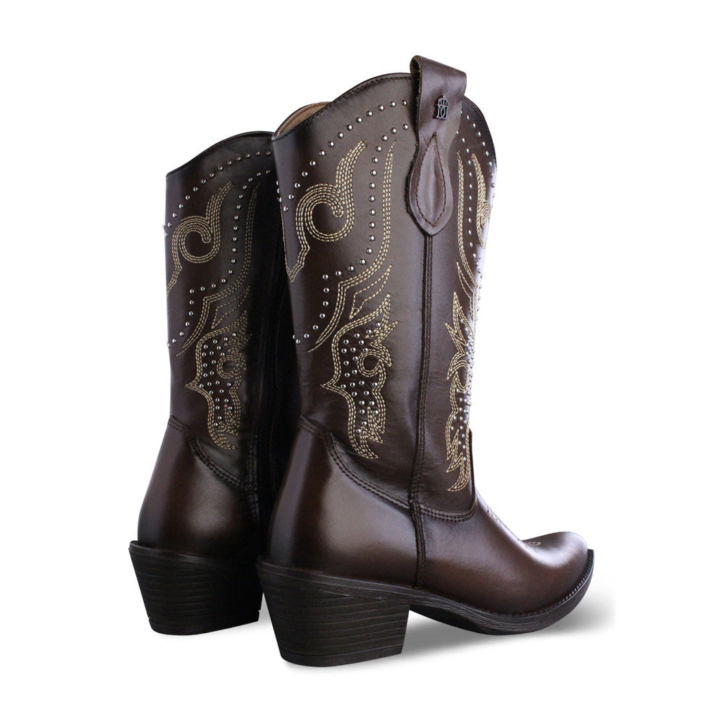 Bota Vaquera Mediana Mujer 96397 Davina Piel Brandy