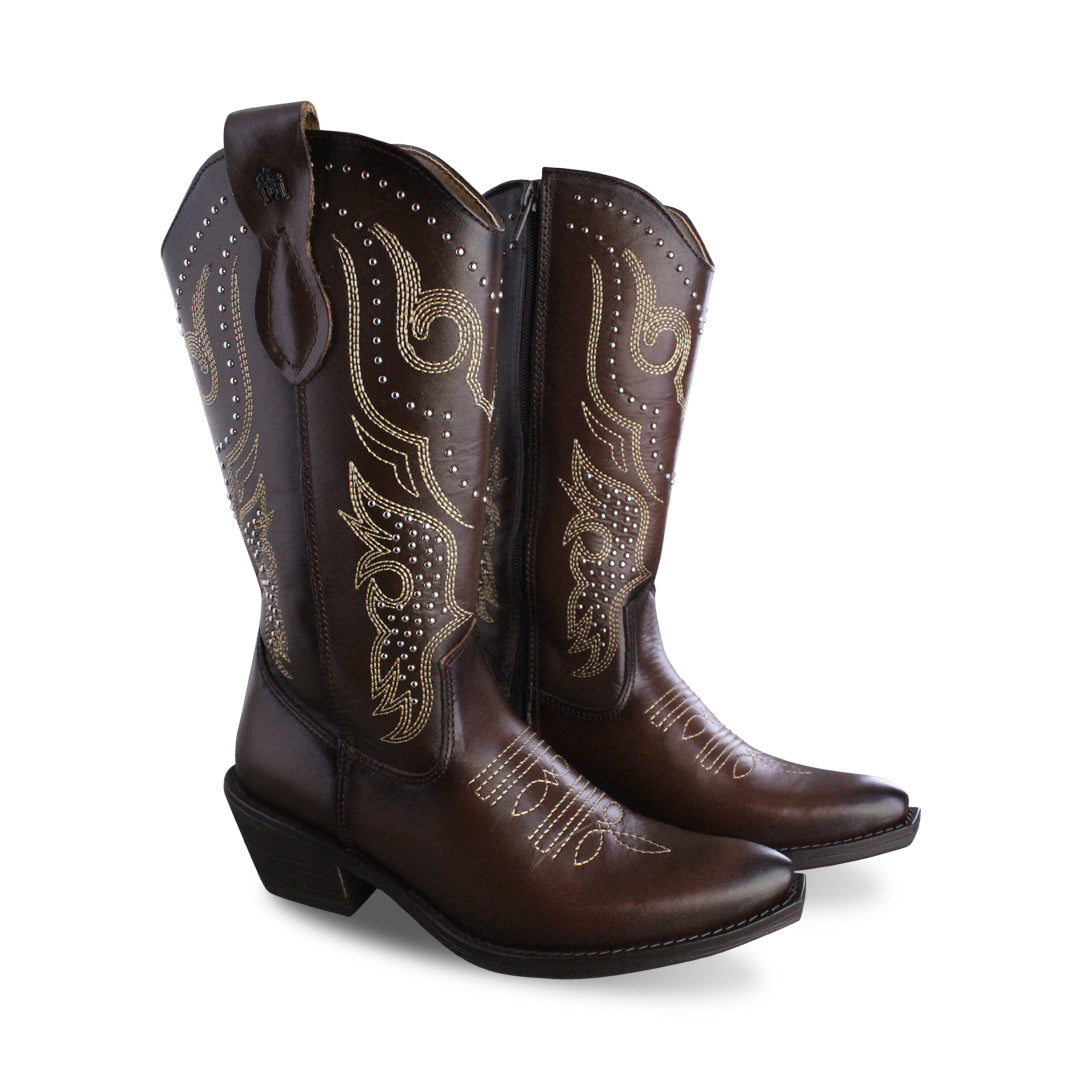 Bota Vaquera Mediana Mujer 96397 Davina Piel Brandy