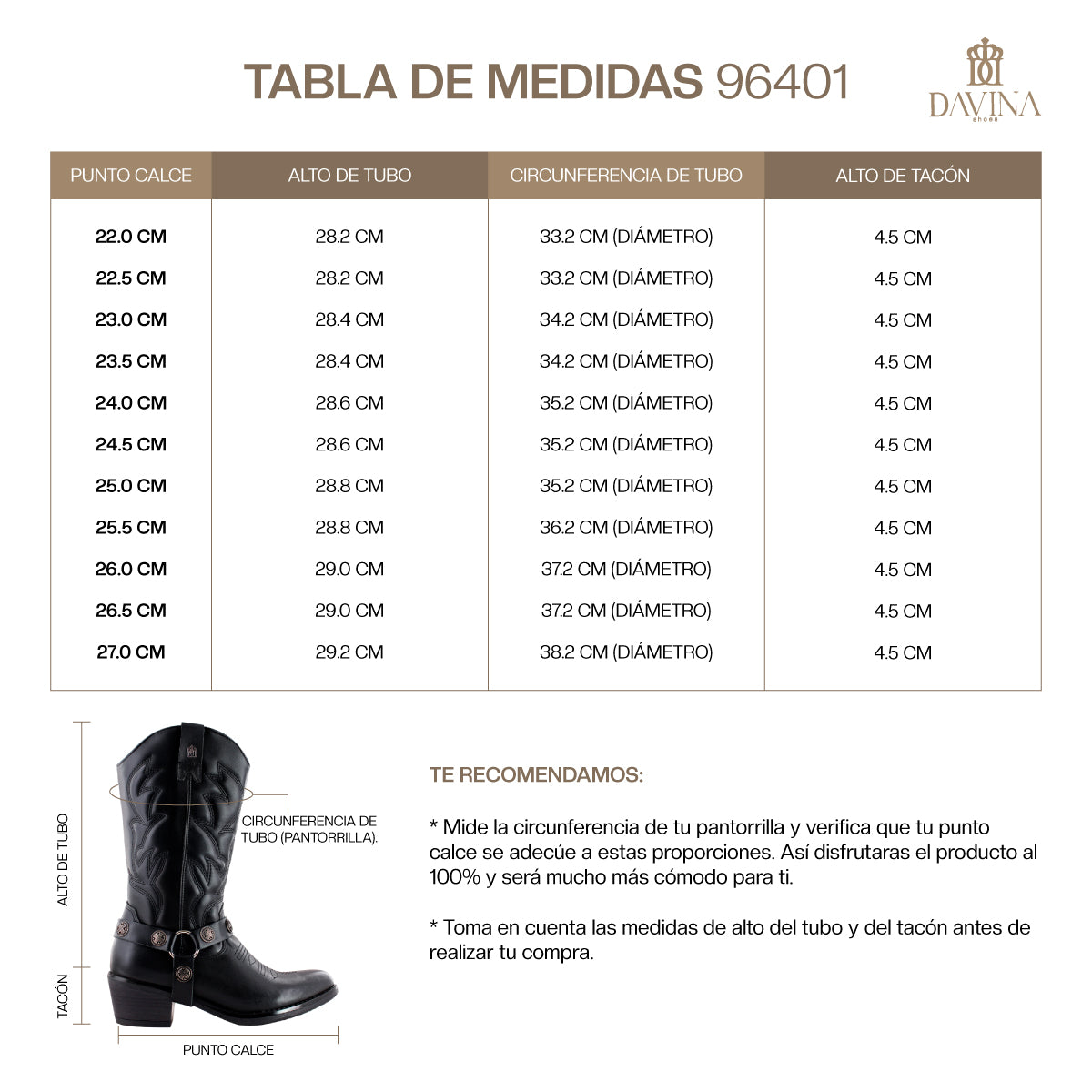 Bota Vaquera de Mujer 96401 Davina Piel Negro
