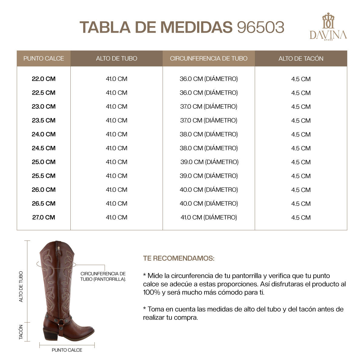 Bota Alta Vaquera 96503 Piel Davina Shedrón