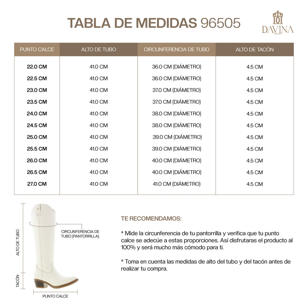 Bota Alta Vaquera Mujer 96505 Davina Piel Beige