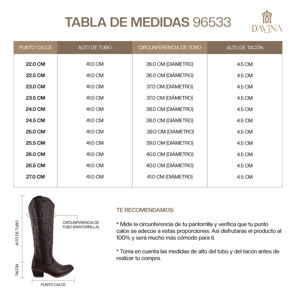 Bota Alta Vaquera Mujer 96533 Davina Piel Brandy