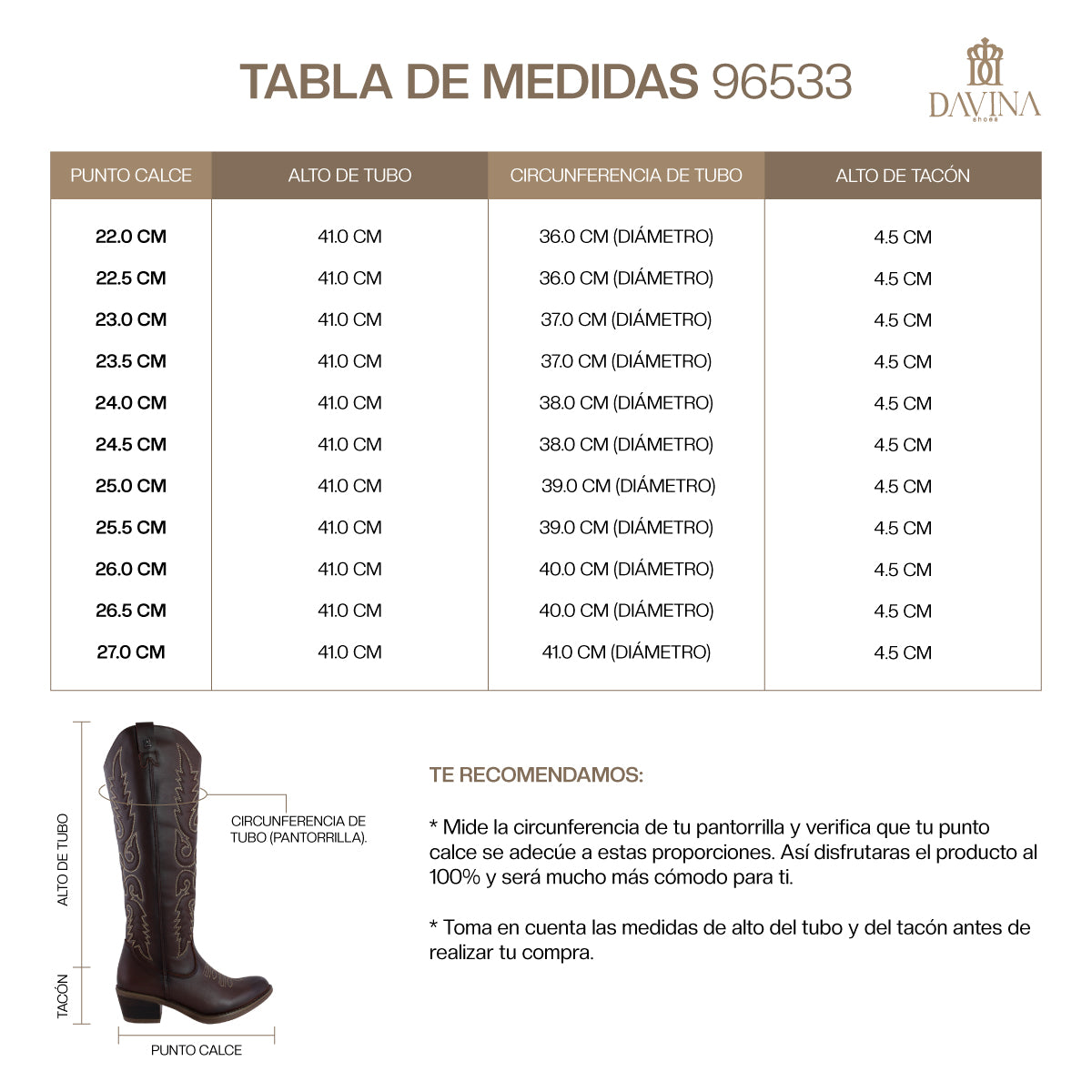 Bota Alta Vaquera Mujer 96533 Davina Piel Brandy