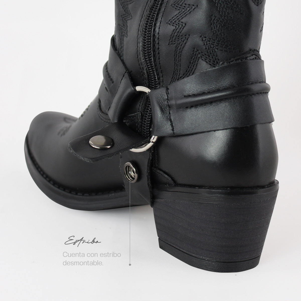 Bota Alta Vaquera Mujer 96534 Davina Piel Negro