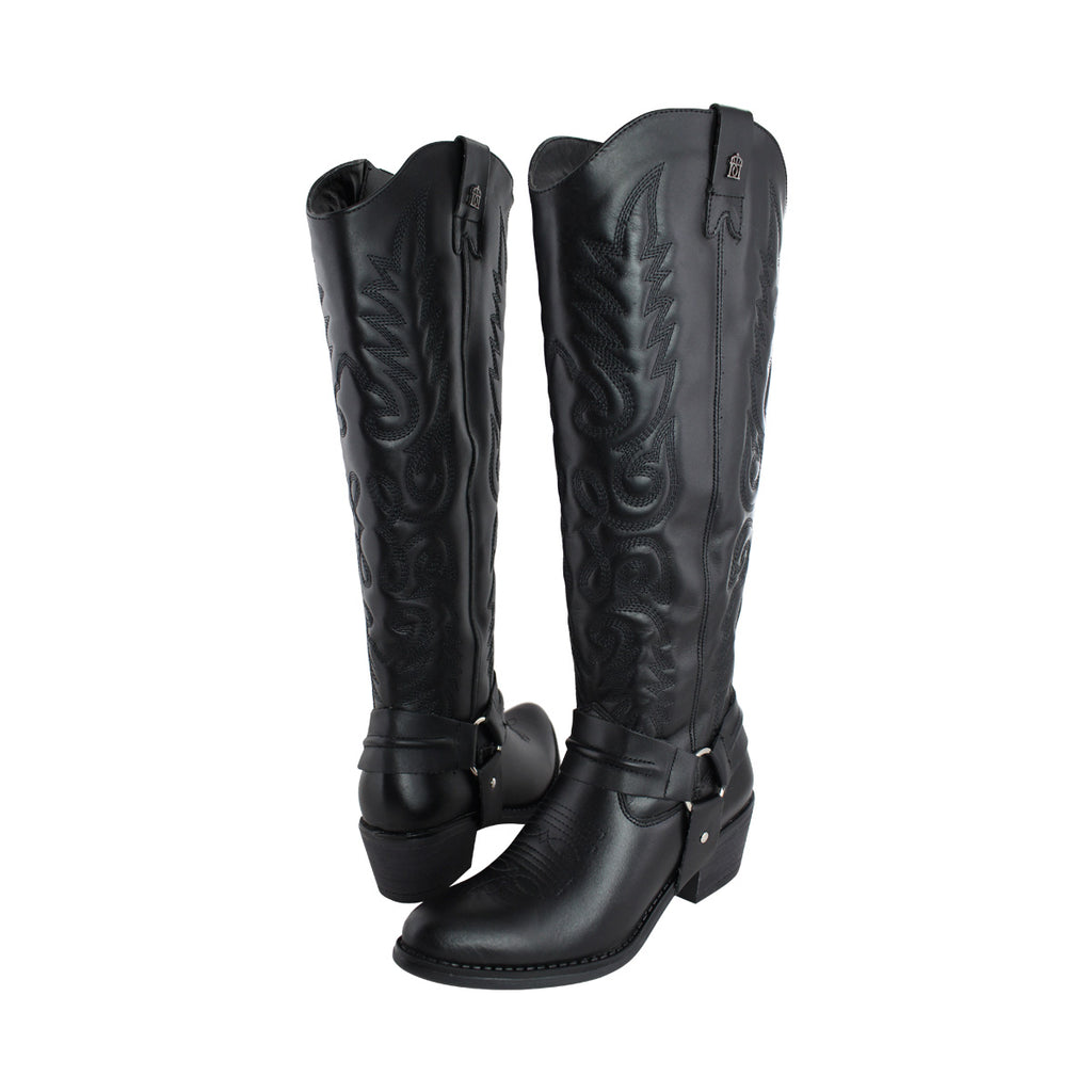 Bota Alta Vaquera Mujer 96534 Davina Piel Negro