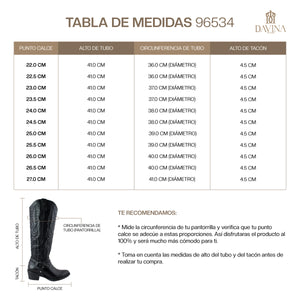 Bota Alta Vaquera Dama 96534 Davina Piel Negro