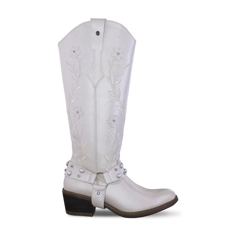 Bota Alta Vaquera Mujer 96539 Piel Marfil