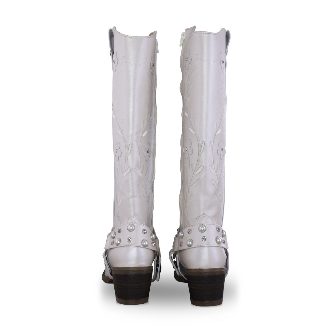 Bota Alta Vaquera Mujer 96539 Piel Marfil