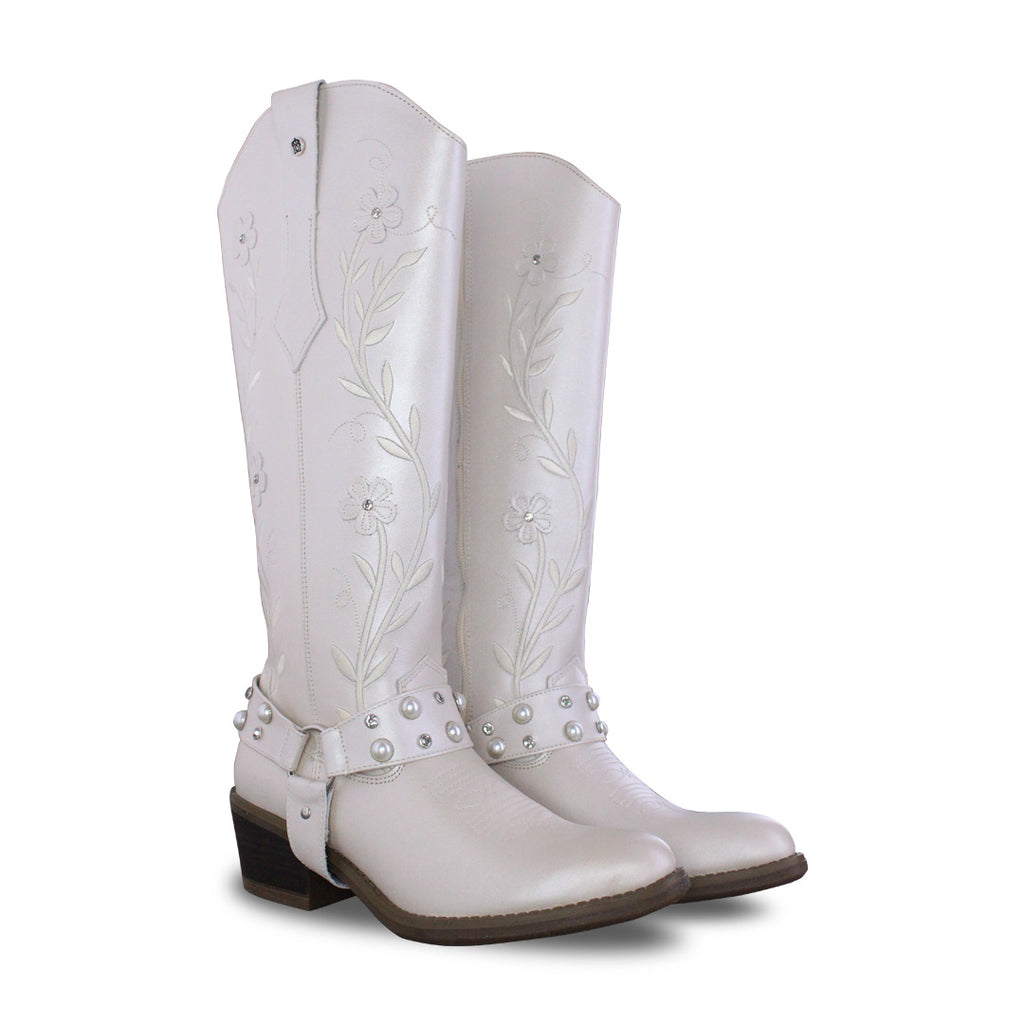 Bota Alta Vaquera Mujer 96539 Piel Marfil