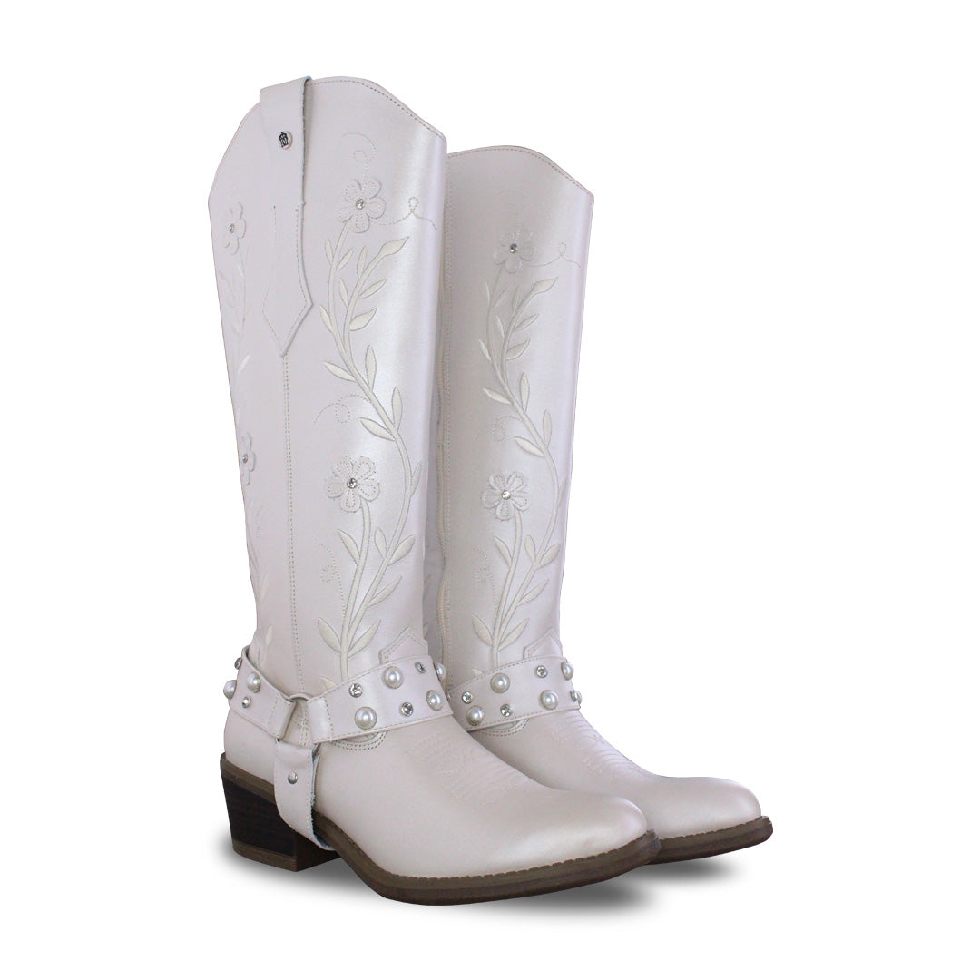 Bota Alta Vaquera Mujer 96539 Piel Marfil