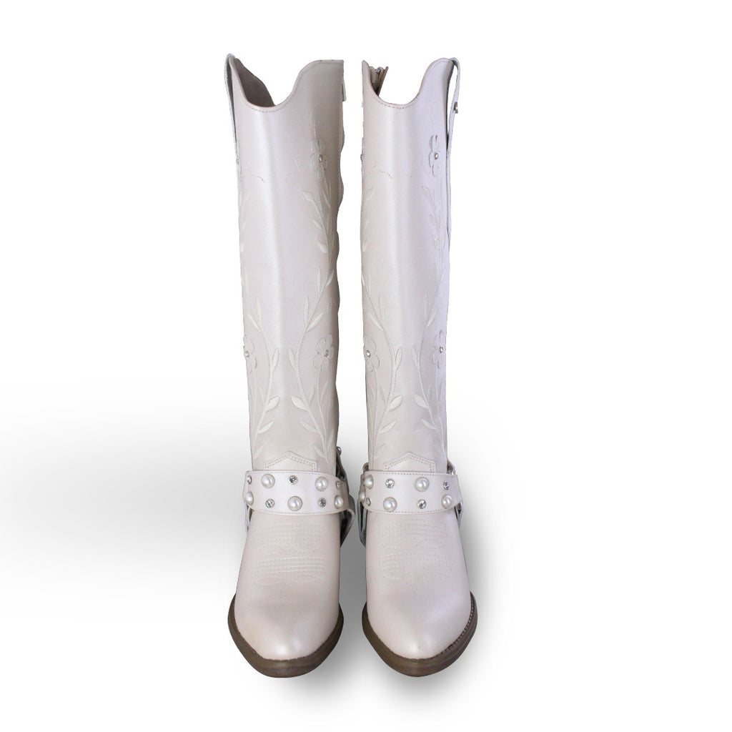 Bota Alta Vaquera Mujer 96539 Piel Marfil