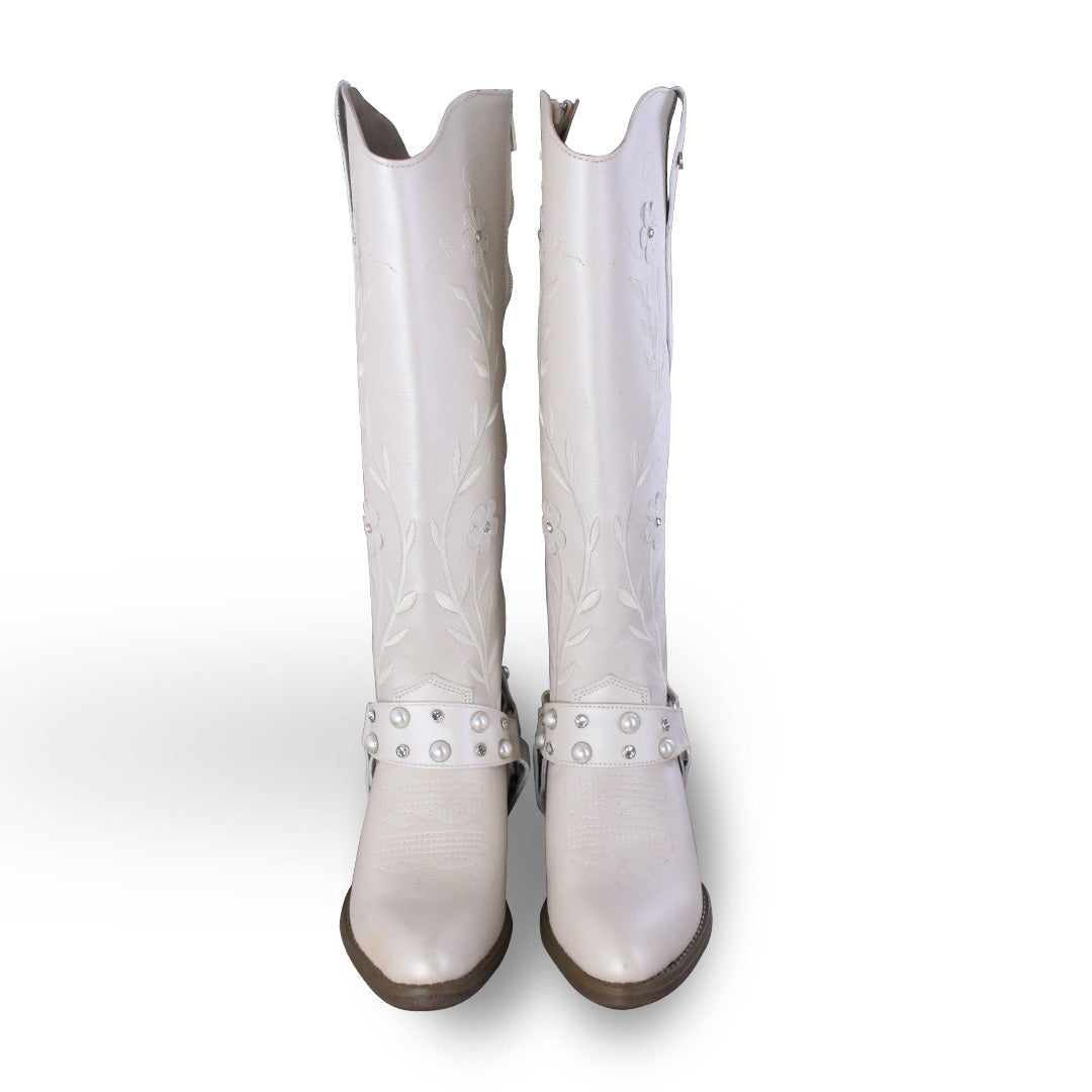 Bota Alta Vaquera Mujer 96539 Piel Marfil