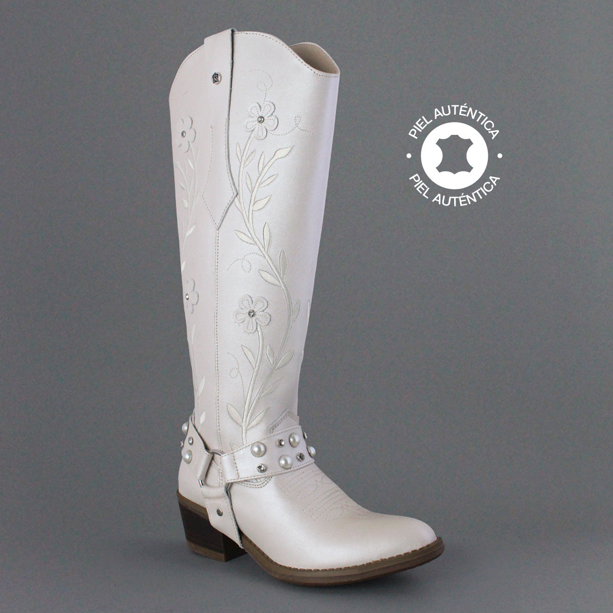 Bota Alta Vaquera Mujer 96539 Piel Marfil