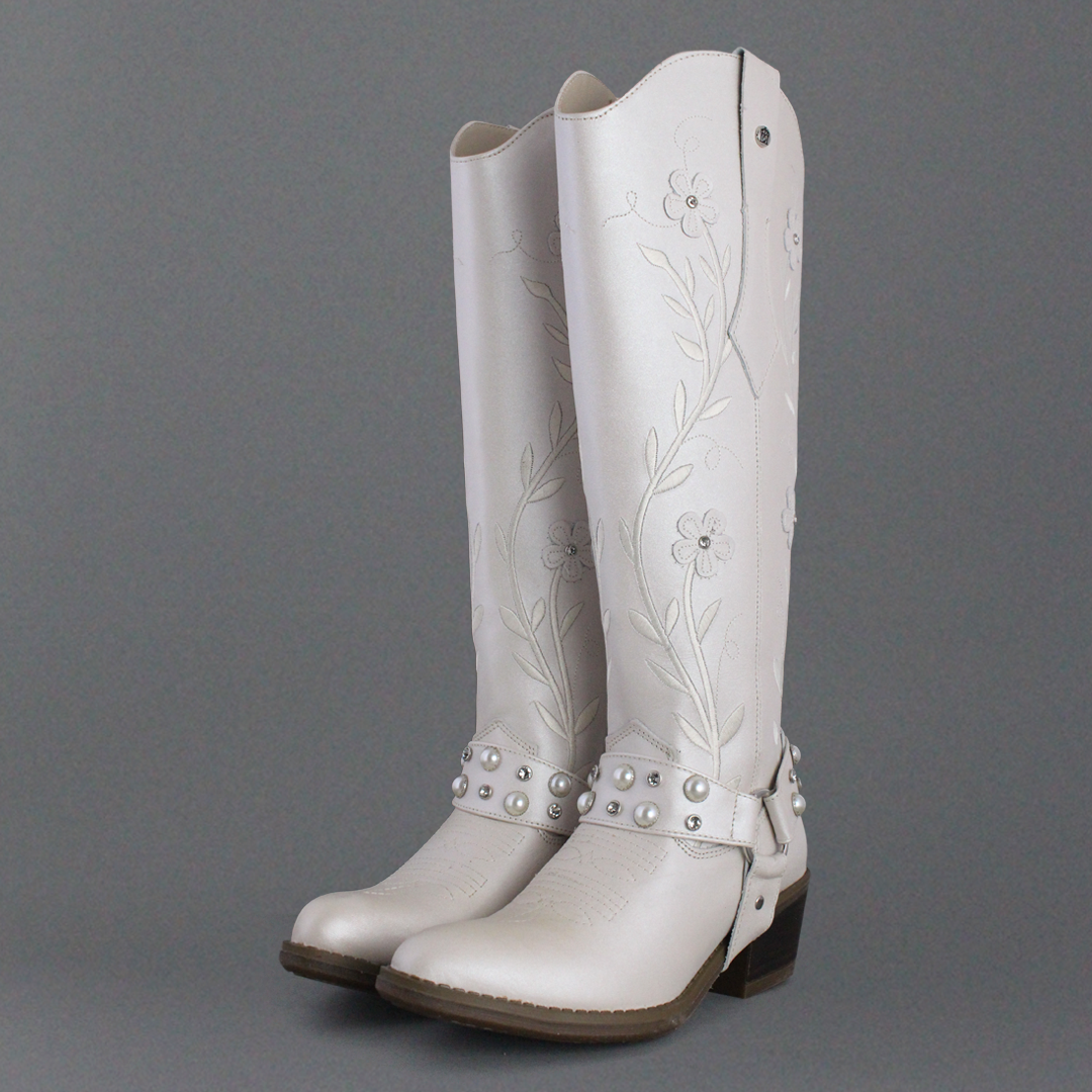 Bota Alta Vaquera Mujer 96539 Piel Marfil