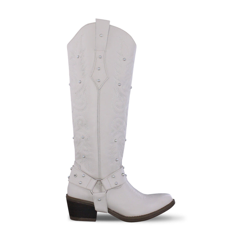 Bota Alta Vaquera Mujer 96540 Piel Marfil