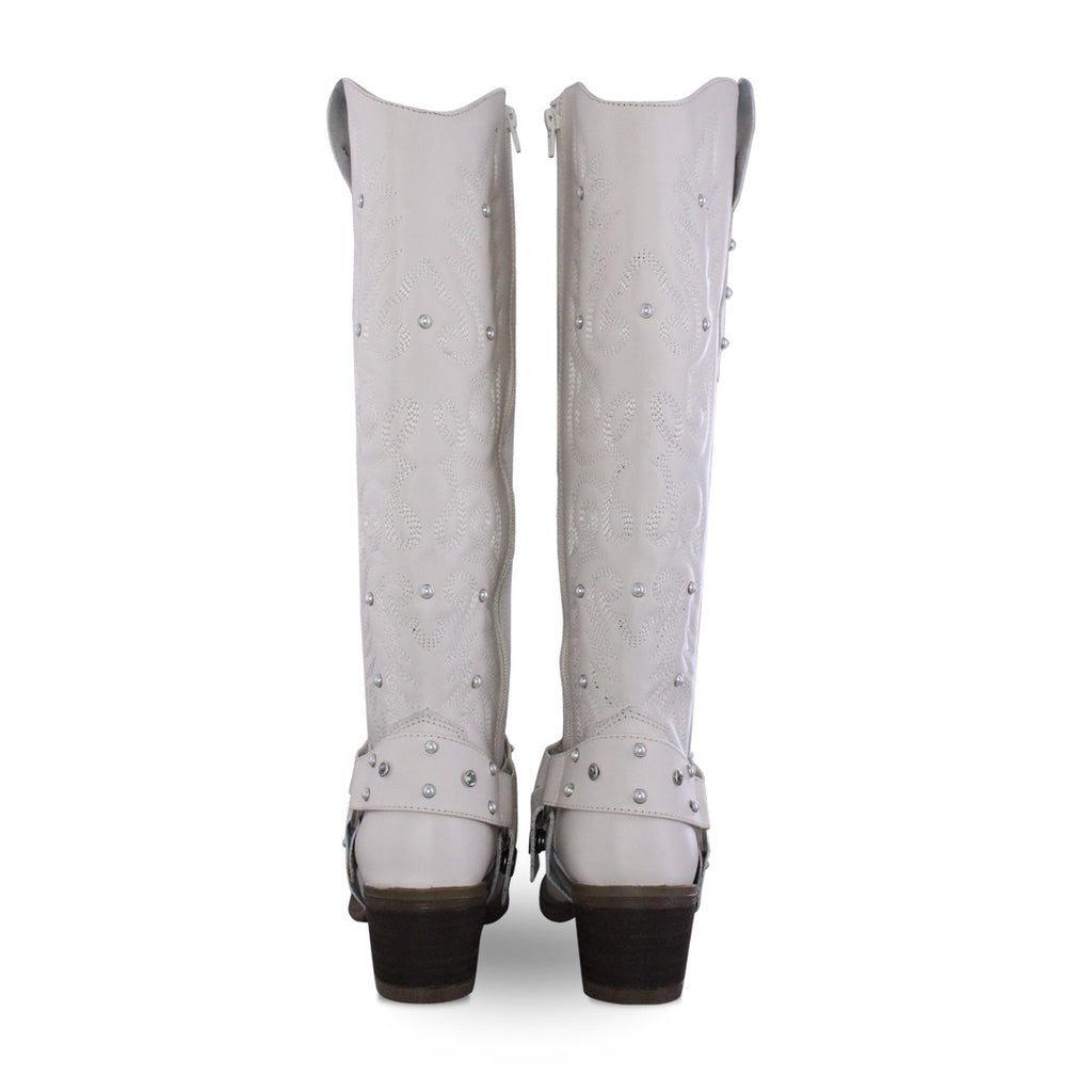 Bota Alta Vaquera Mujer 96540 Piel Marfil