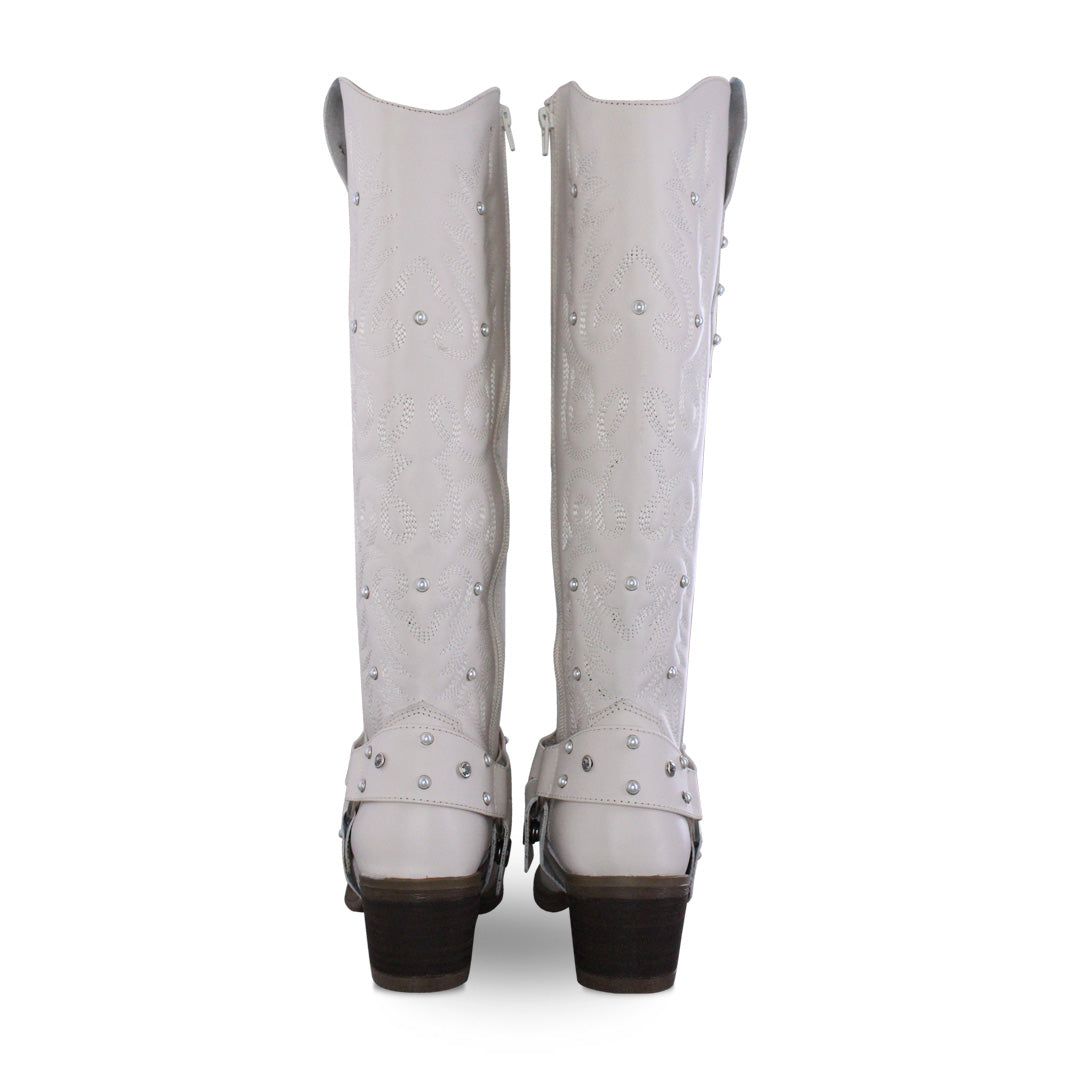 Bota Alta Vaquera Mujer 96540 Piel Marfil